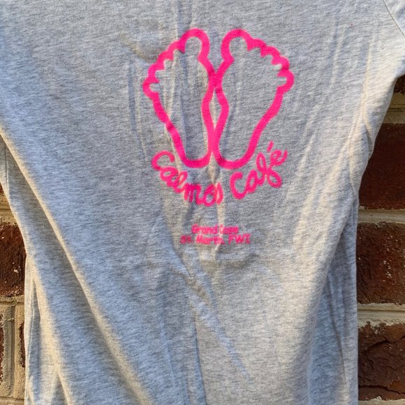 Calmos Cafe St. Martin Grey V-neck Tee - Picture 3 of 3